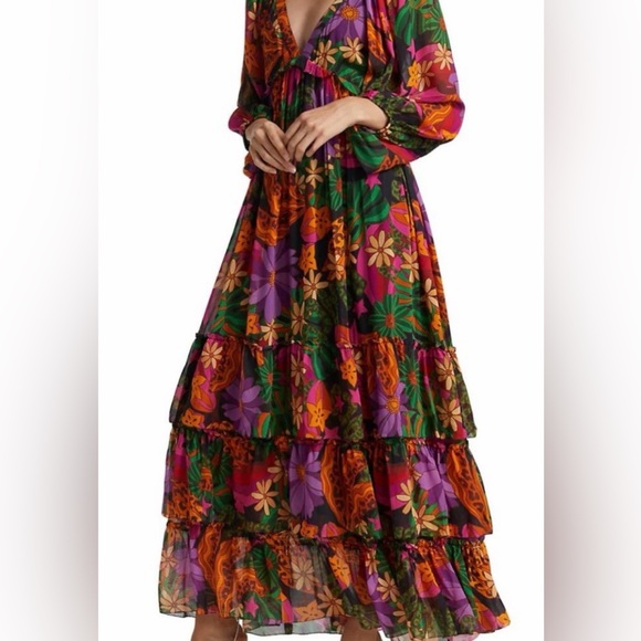 $285 NEW Gorgeous & Colorful FARM RIO Star Fruit Maxi Dress - Picture 6 of 16
